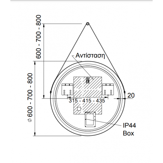 Φωτιζόμενος Καθρέπτης Μπάνιου Led Luminor FLY Φ60εκ Με Μαύρο Πλαίσιο Αλουμινίου, Δερμάτινο Ιμάντα Και Επιτοίχια Βάση Στήριξης FLY60 Φωτιζόμενος Καθρέπτης Μπάνιου Led Luminor FLY Φ60εκ Με Μαύρο Πλαίσιο Αλουμινίου, Δερμάτινο Ιμάντα Και Επιτοίχια Βάση Στήριξης FLY60